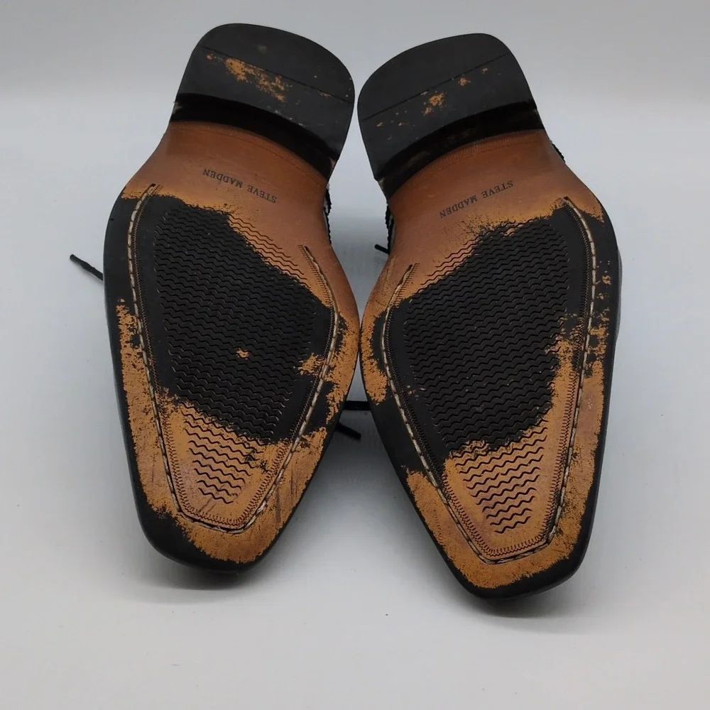 Steve Madden Oxfords Mens P-Loftt‎ Black 12 Leather Dress Shoes Wingtips